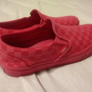 Hot pink Vans slip-on sneakers